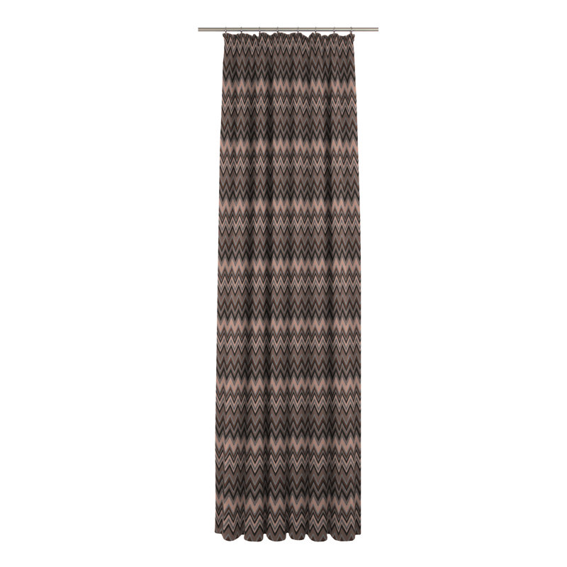 Kurtus Room Darkening Curtain Single Panel, 132 W x 245 D cm, Brown/Black/Grey