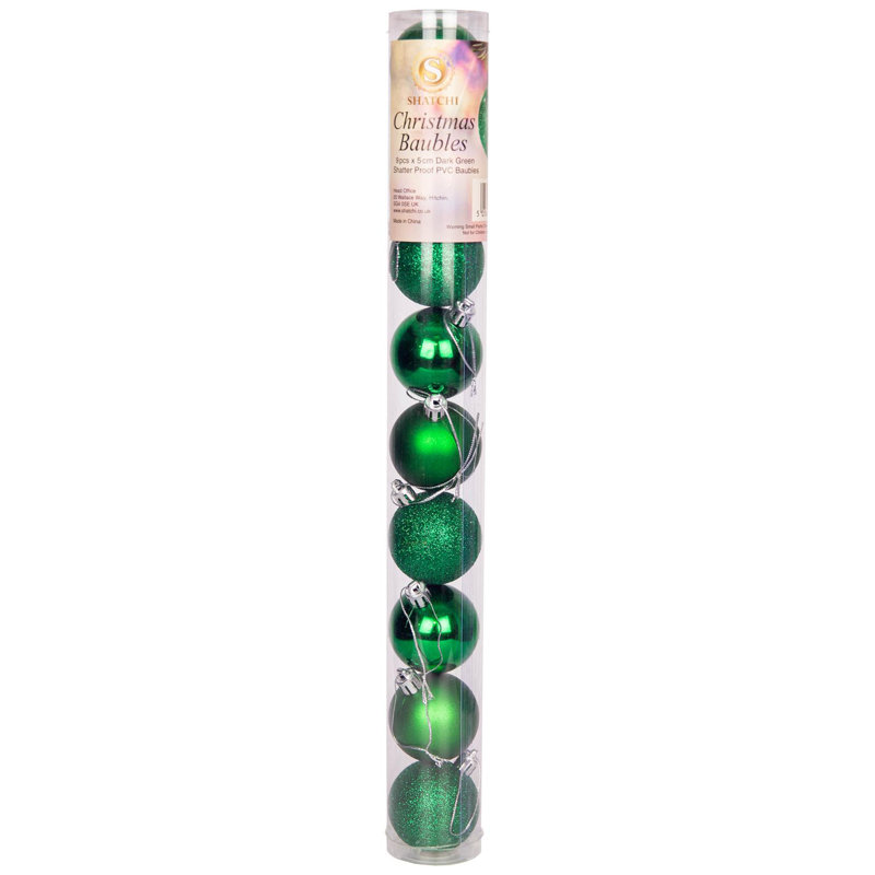 5cm Polyvinyl Chloride (PVC) Bauble, Dark Green
