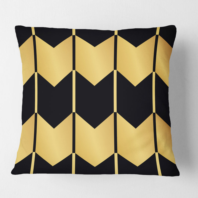 Coussin Golden Luxury Geometrics V - Mid-Century Modern Printed, 18 po x 18 po