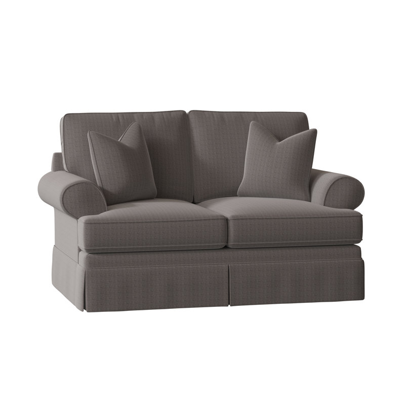 Atterbury 68" Flared Arm Loveseat, Zuma Charcoal Textured Linen