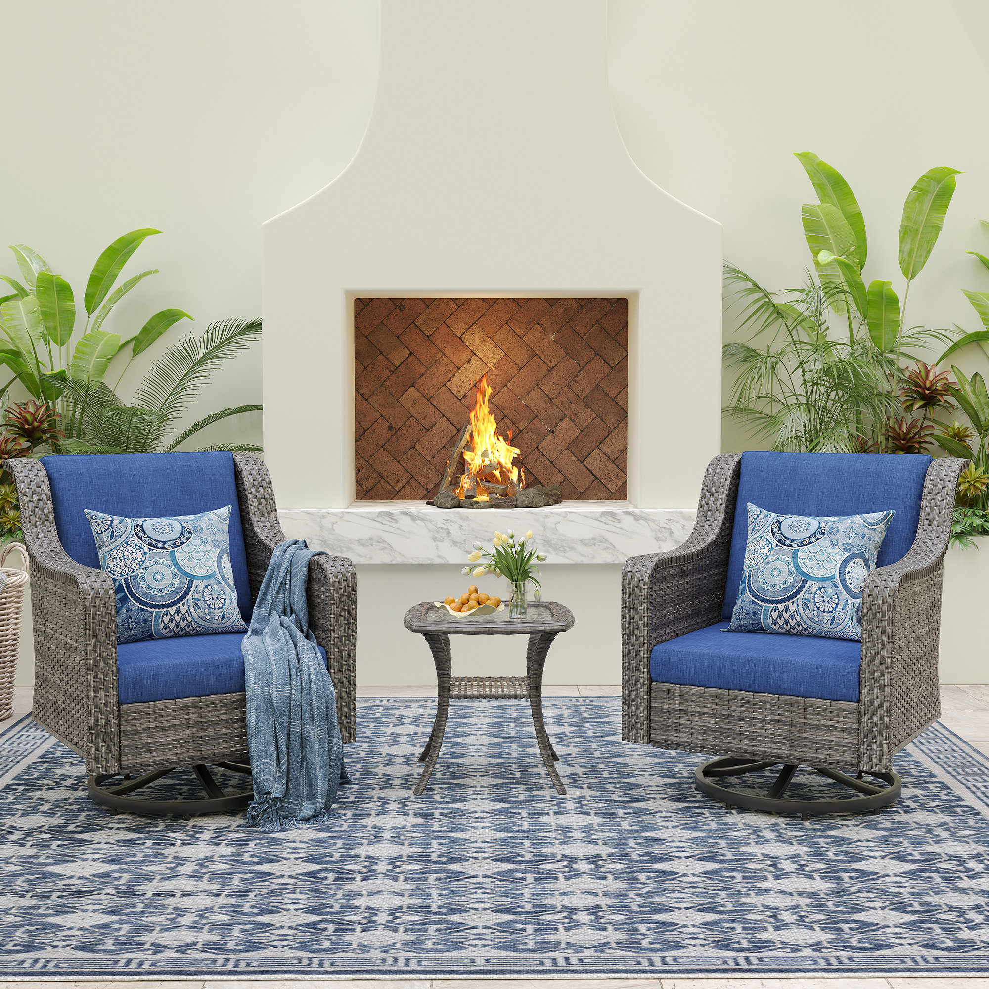 Latitude Run® Trakas 3 Piece Patio Set Rattan Outdoor Furniture Set ...