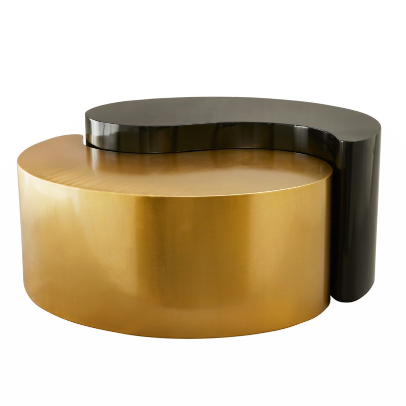 Modern & Contemporary Style Coffee Table Made with Iron Sheet Frame, Black, Gold