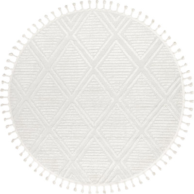 Jemier Textured Tile Ivory Area Rug