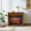 Foyer électrique de 28 po avec manteau de cheminée Winston Porter - foyer à quartz infrarouge avec roulettes et télécommande - flamme et bûche réalistes - luminosité de flamme réglable - foyer pour le salon, chêne caramel