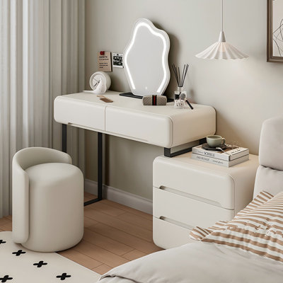 Petit meuble-lavabo minimaliste crème avec tiroir