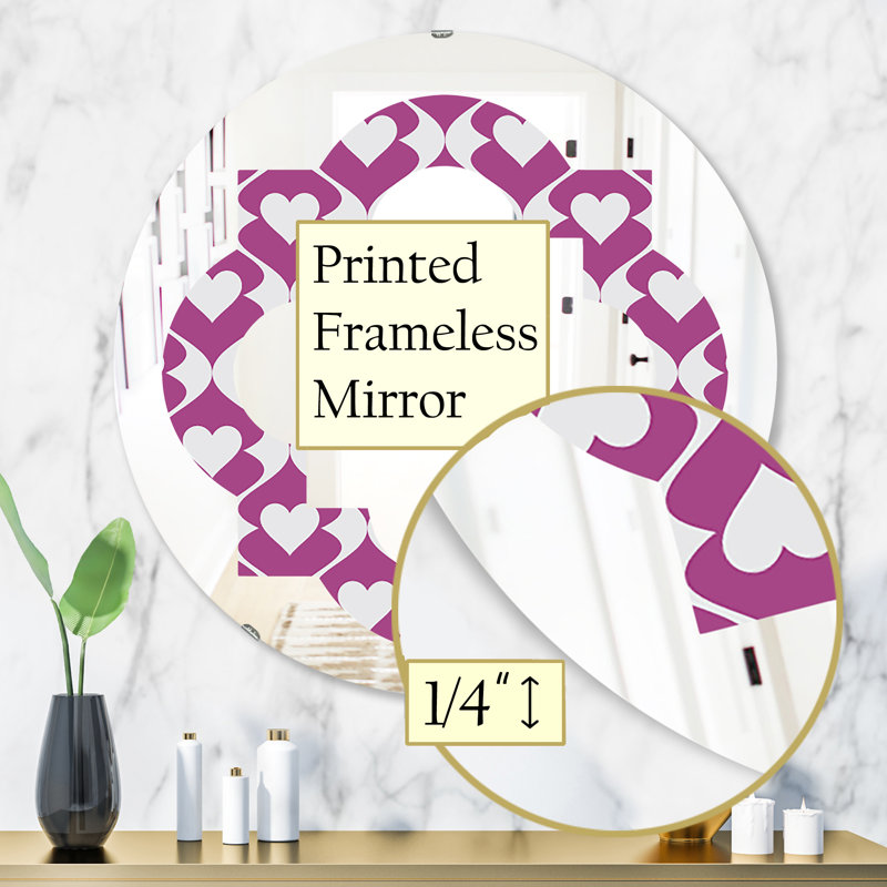 Miroir mural éclectique à motif quadrilobe, H 31,5 po x l po