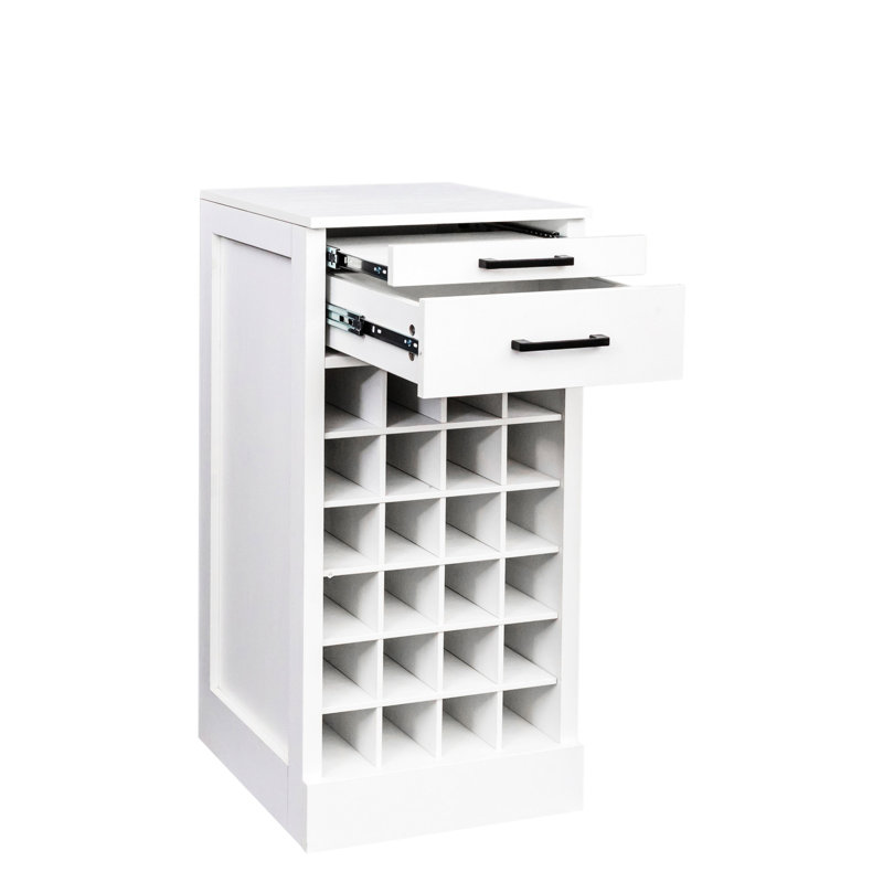 Brown Walnut Wine Buffet With 28 Capacity - Functional And Stylish Cabinet Modular Storage Piece, White