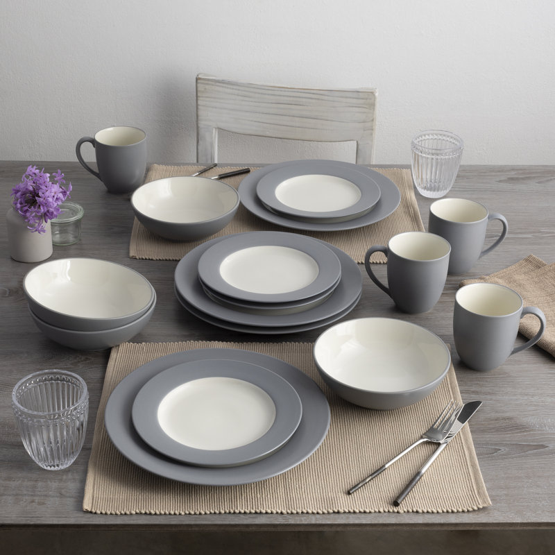 Noritake Colorwave 16-Piece Rim Dinnerware Set, Service for 4, Slate