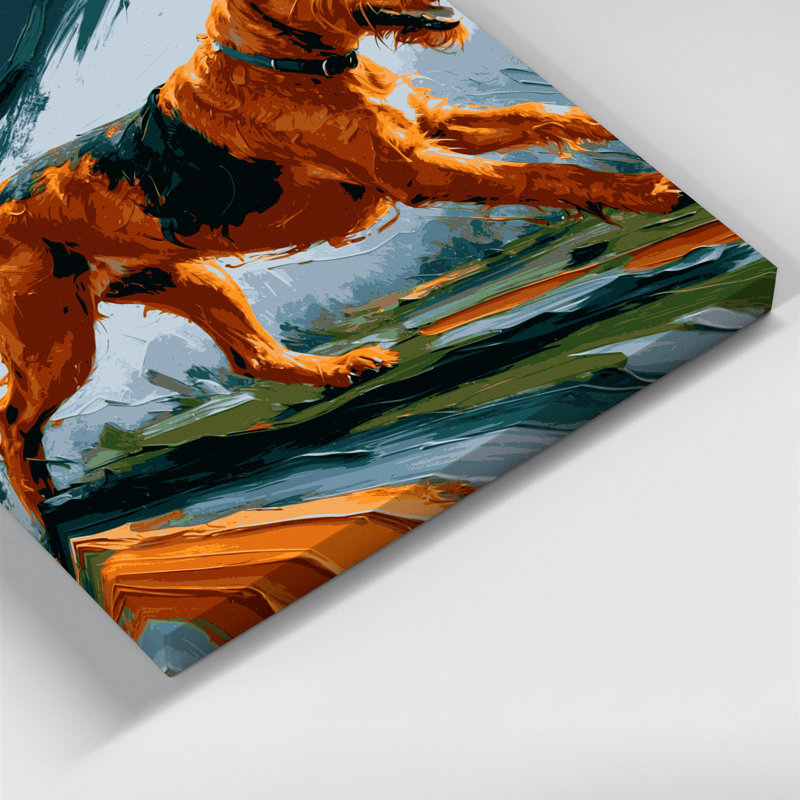 «Dogs Irish Terrier», art mural sur toile brune, H 12 po x l 18 po