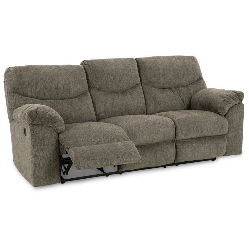 Alphons Upholstered 93'' Reclining Sofa, Gray 100% Polyester