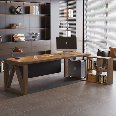Walnut L-Shaped Solid Wood Executive desk
