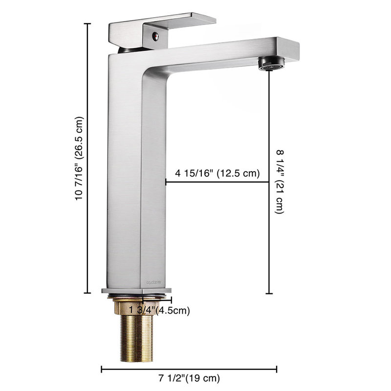 Robinet de salle de bain monotrou, Nickel brossé