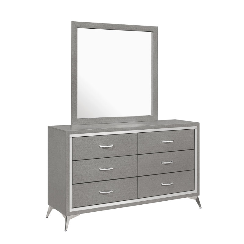 Maxo 58.4'' W 6 - Drawer Dresser, Gray