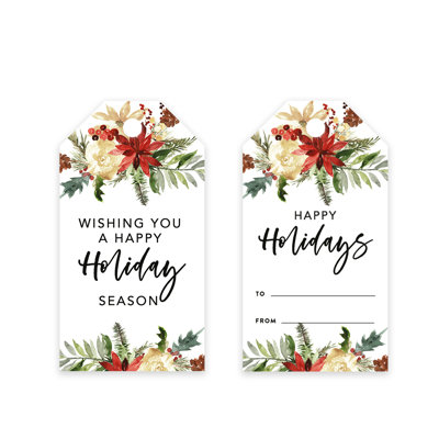  Paquet de 60 étiquettes de cadeau de Noël Happy Holiday Christmas Florals
