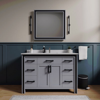 Ensemble de meuble-lavabo simple 48 po x P 22 po avec plateau en marbre de culture et robinet