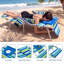 Chaise de plage pliante 3-en-1 pour adultes - Sac à dos portable avec trou pour le visage, repose-pieds réglable, 5 positions d'inclinaison, poche de rangement, porte-gobelet, barre à serviettes, capacité de 330 lb, 2 pièces-129880809