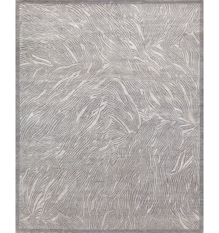 Cyprus Abstract Area Rug in Gray/Silver, Runner 3' x 12'