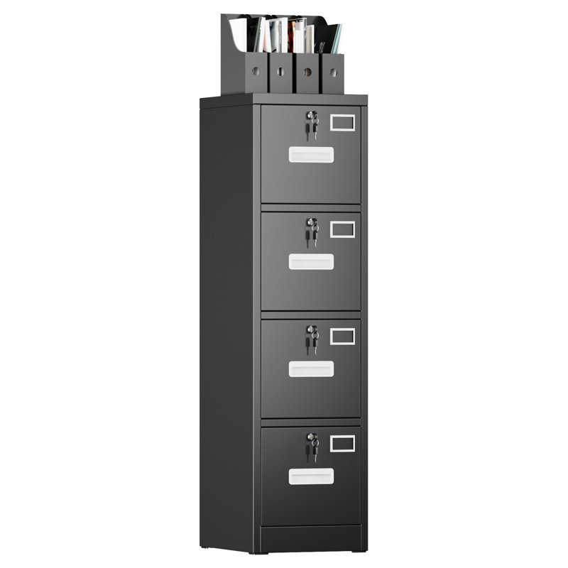 Metal Vertical File Storage Cabinet With 4 Drawer And 4 Lock,office Home File Cabinet With Name Card Holder For A4 Letter/legal Size, 14.96" W X 17.72" D X 54.13" H, Assembly Required