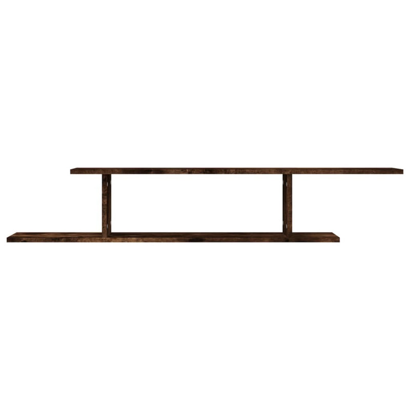 Aydeliz Unfinished Cube Shelf with Fireplace Included, Smoked Oak