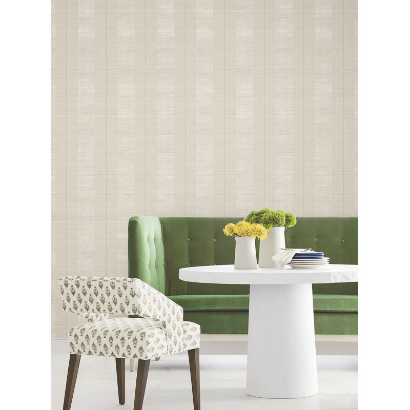 Papier peint texturé taupe à rayures Colbert, Beige