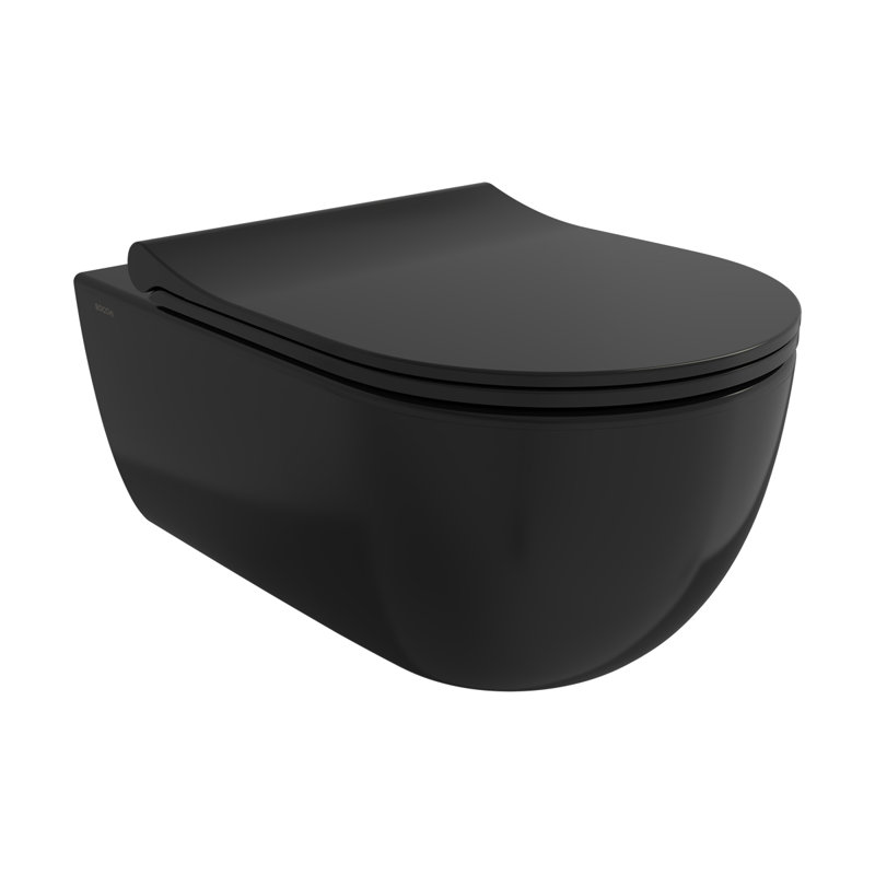 Venezia Rimless Wall Hung Toilet 54cm, Matte Black