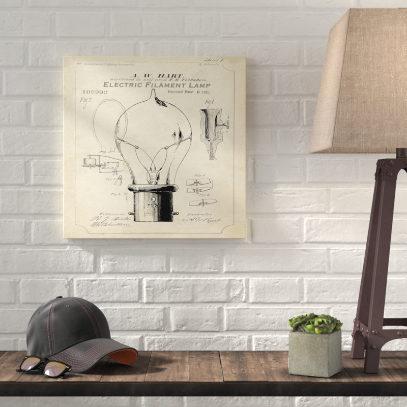 «Industrial Brevet: Light Bulb» par Tre Sorelle Studios, reproduction d'art graphique sur toile, H 30 po x l 30 po