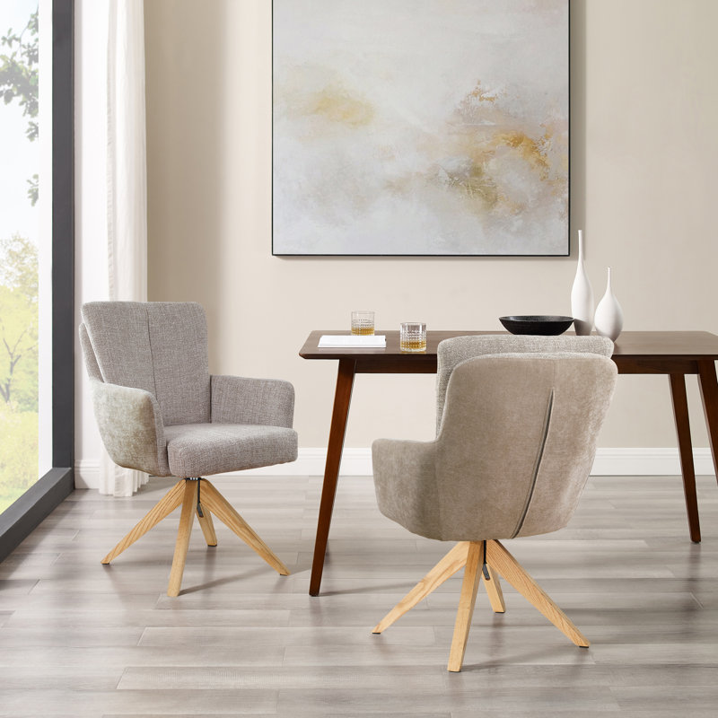 Ensemble de 2 chaises de bureau Bernab, Lin brun