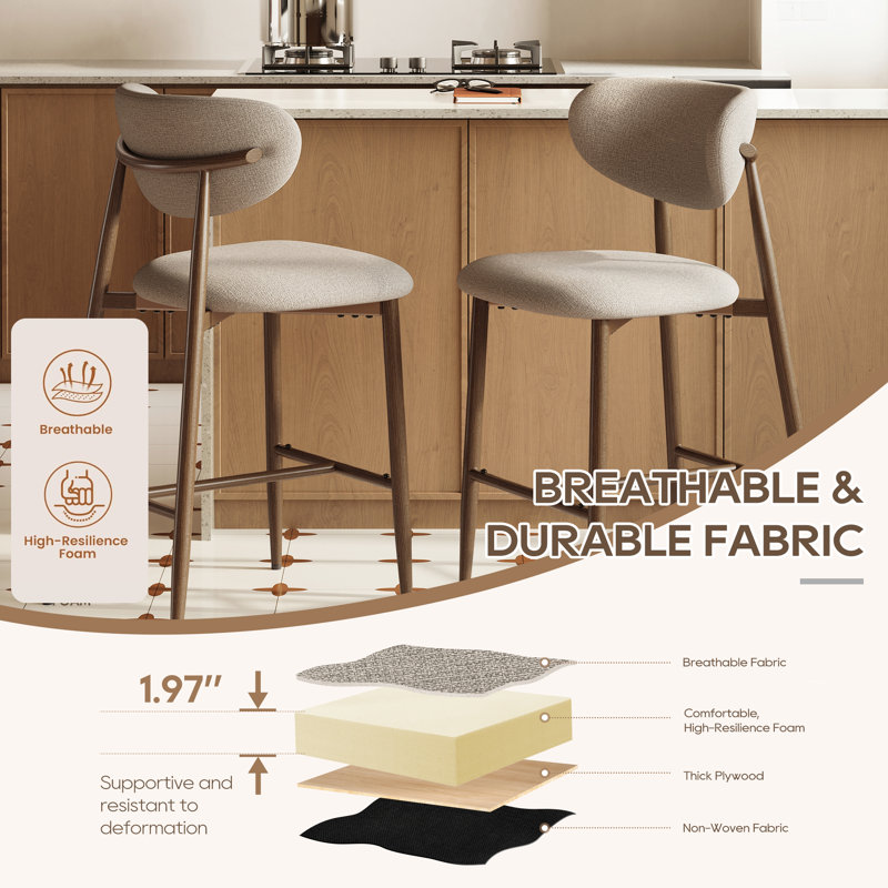 Tabouret de comptoir rembourré Westhampton, Chameau, 4