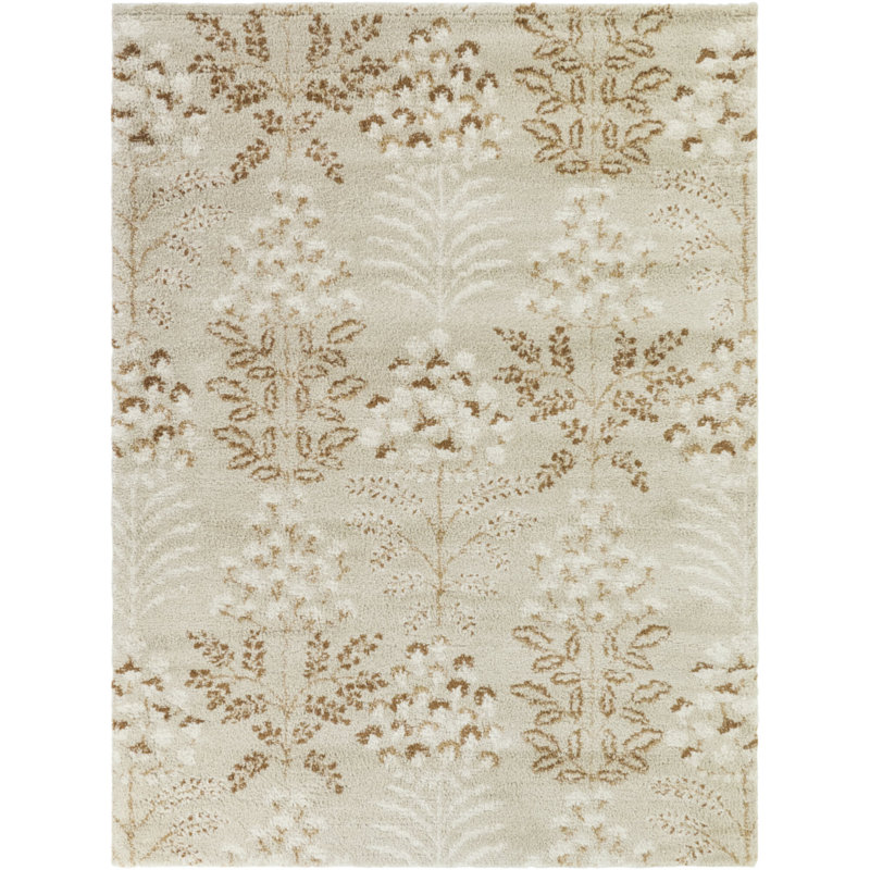 Taylor Beige/Rust Floral Transitional Area Rug, Rectangle 5'3" x 7'