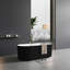 Baignoire de trempage autoportante, construction en acrylique, longueur 67 po, conception profonde avec bonde escamotable et trop-plein, style spa de salle de bain moderne, finition noire et blanche