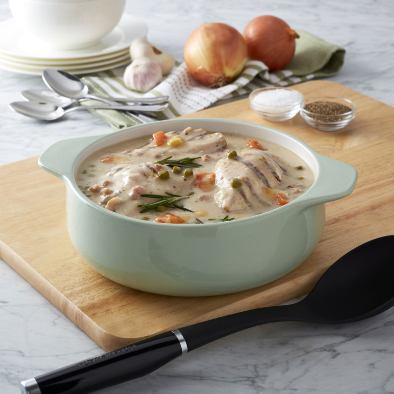 KitchenAid® Vitrified Stoneware Round Casserole Baker, 2-Quart, Pistachio