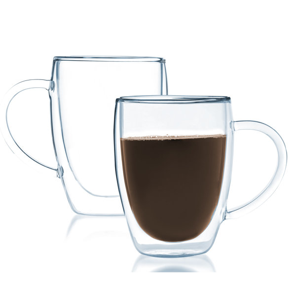  Safdie & Co. - 2-Piece Set Double Wall Glass Coffee