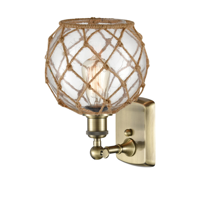 Applique murale articulée à 1 lumière Larocque, Ampoule DEL 6 watts Vinage, Transparent avec corde brune, Or satiné