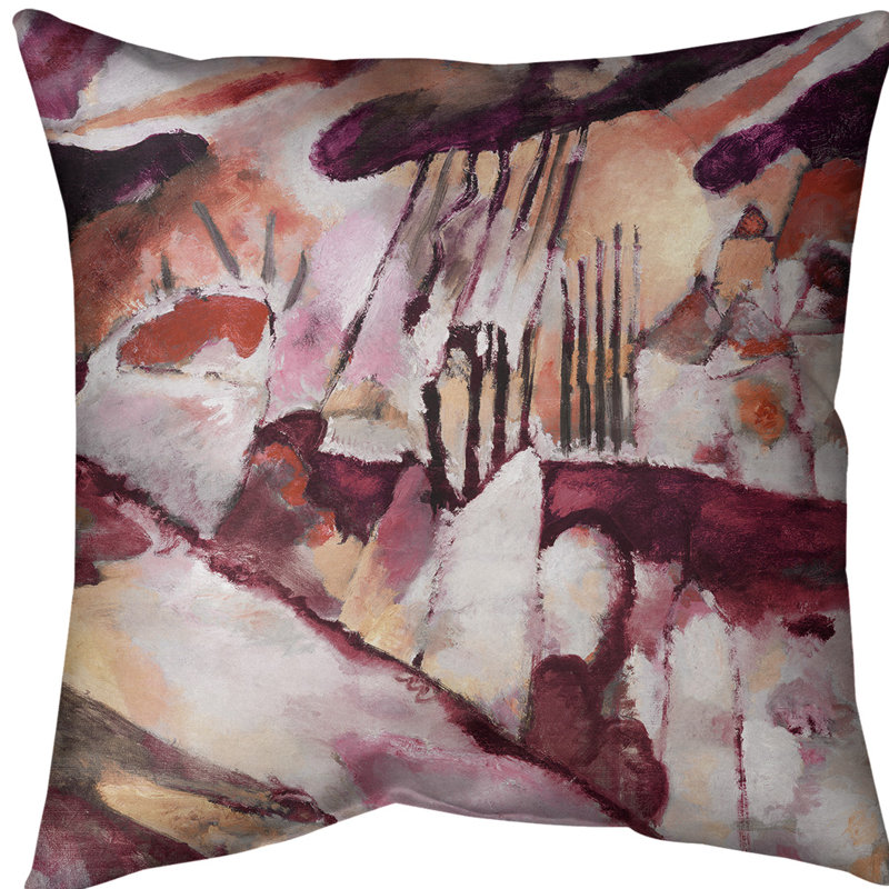 Coussin Landscape, 14 po x 14 po, Rouge, Faux lin