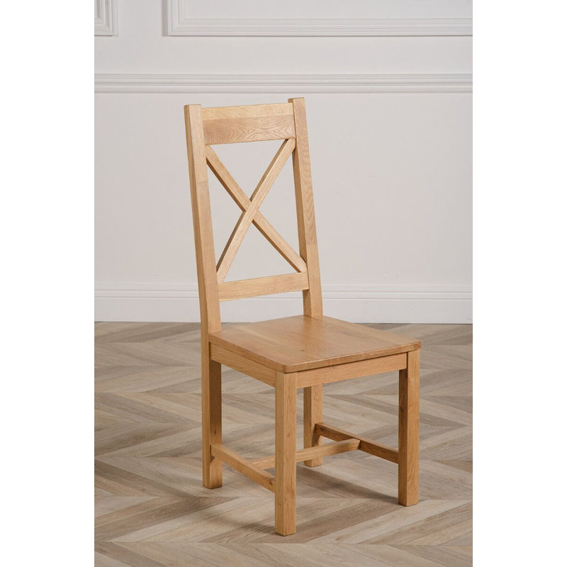 Howton 45cm H Solid Wood Cross Back Side Chair in Brown