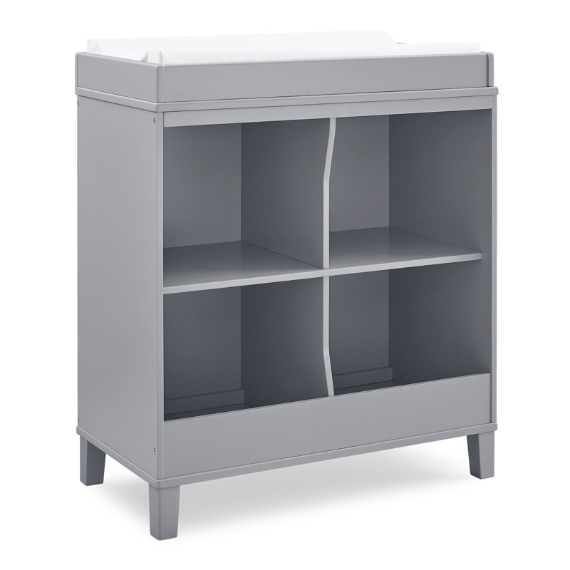 Grey Convertible Changing Table with Storage Cubbies