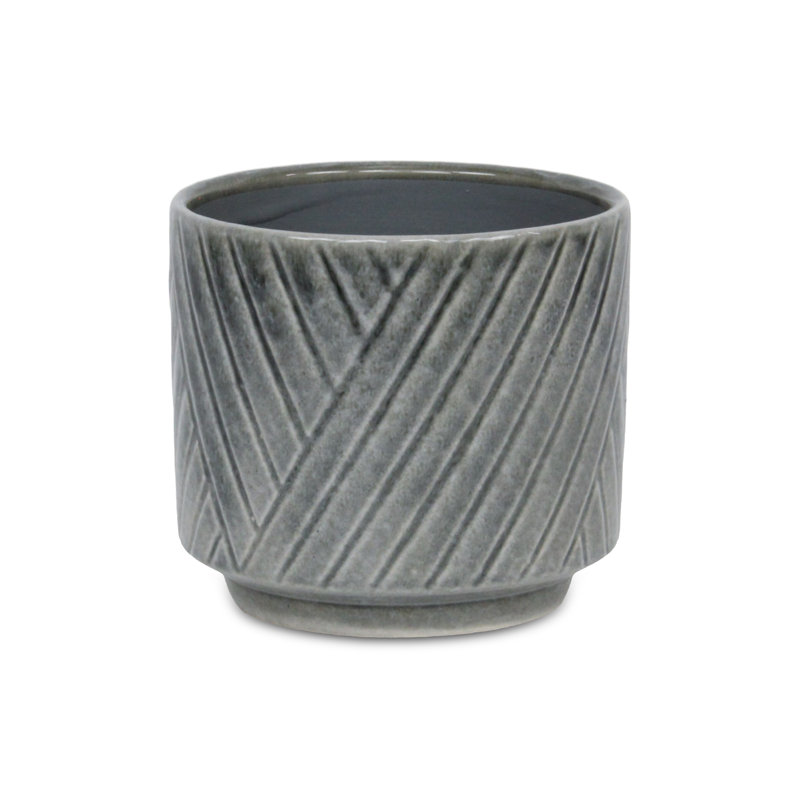 Pot de fleurs en céramique fabriqué à la main Kettering, Gris clair, H 5,25 po x l 6 po x P 6 po