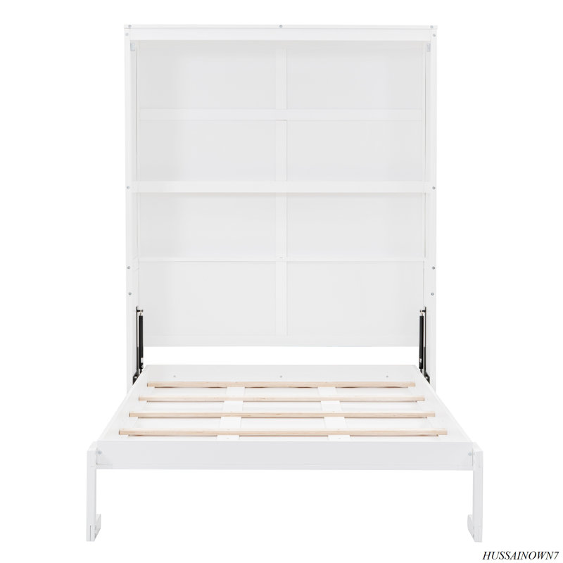 Lit escamotable mural avec tablettes Murphy, Lit double, Blanc