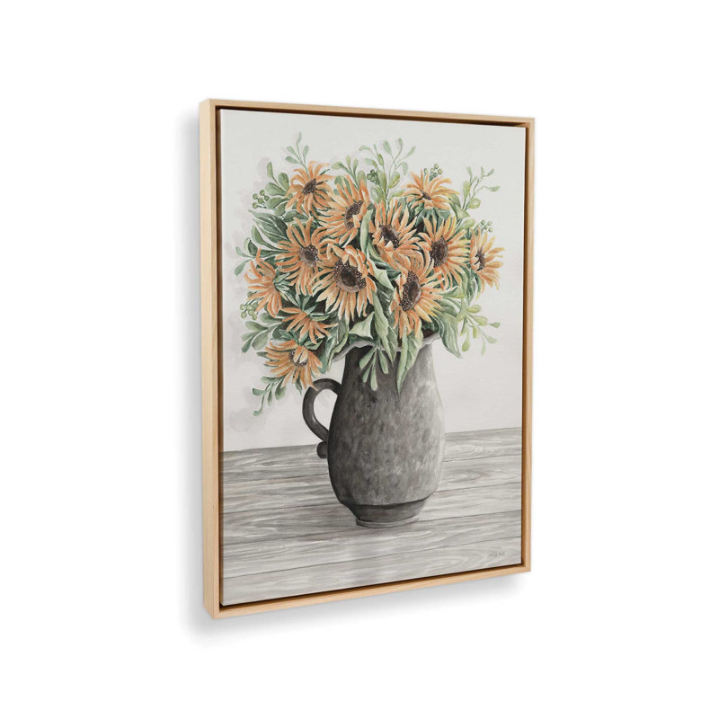 «Fall Floral Bouquet II» par Cindy Jacobs, reproduction d'art, L 36 x H 48, Tanné, Toile avec cadre