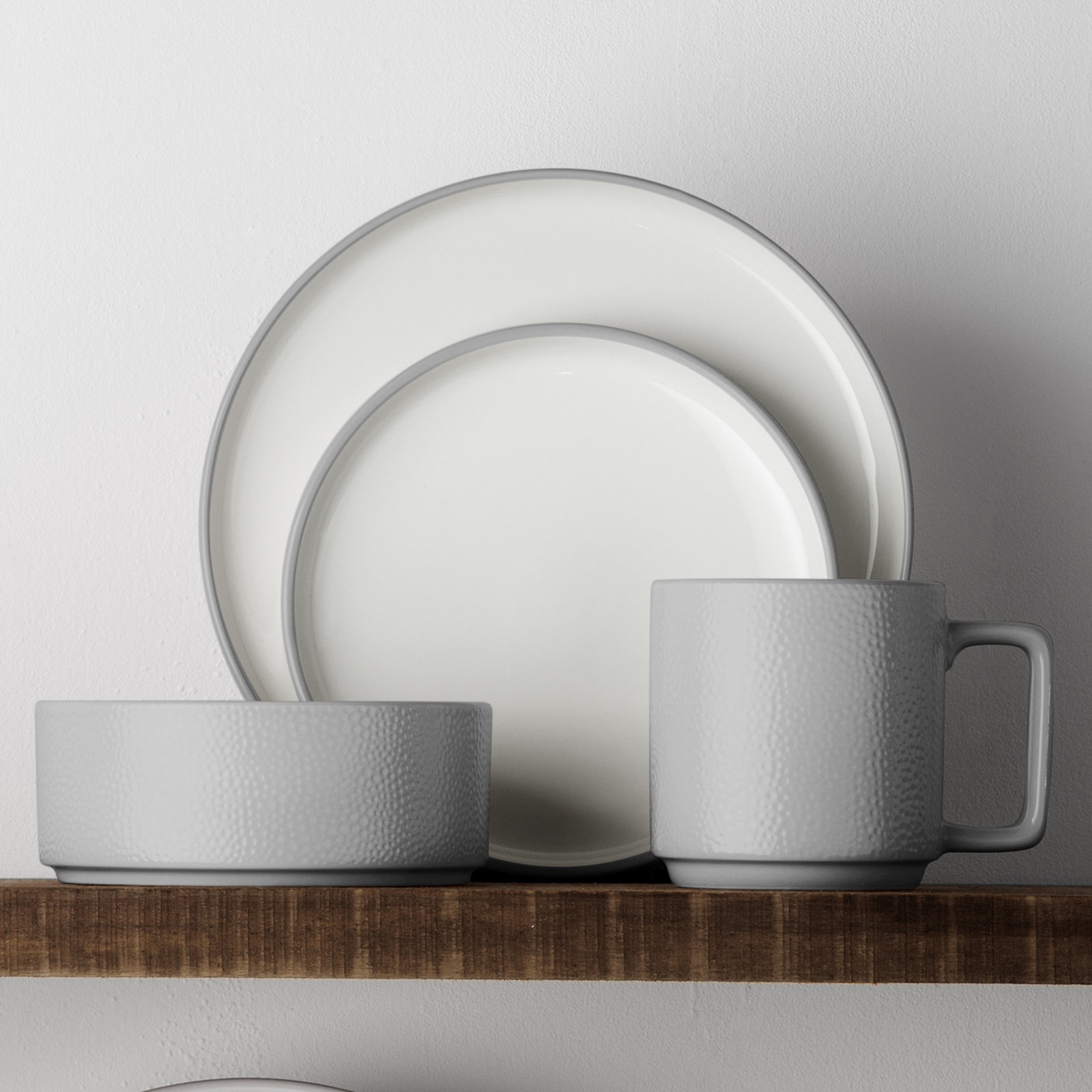 Noritake Colortex Stone 4-Piece Place Setting, Service for 1, Gray