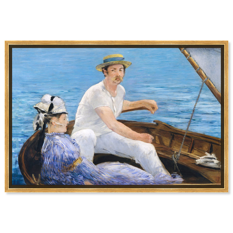 «Manet - Boating», impression classique et figurative classique, H 30 po x l 45 po, Toile avec cadre doré