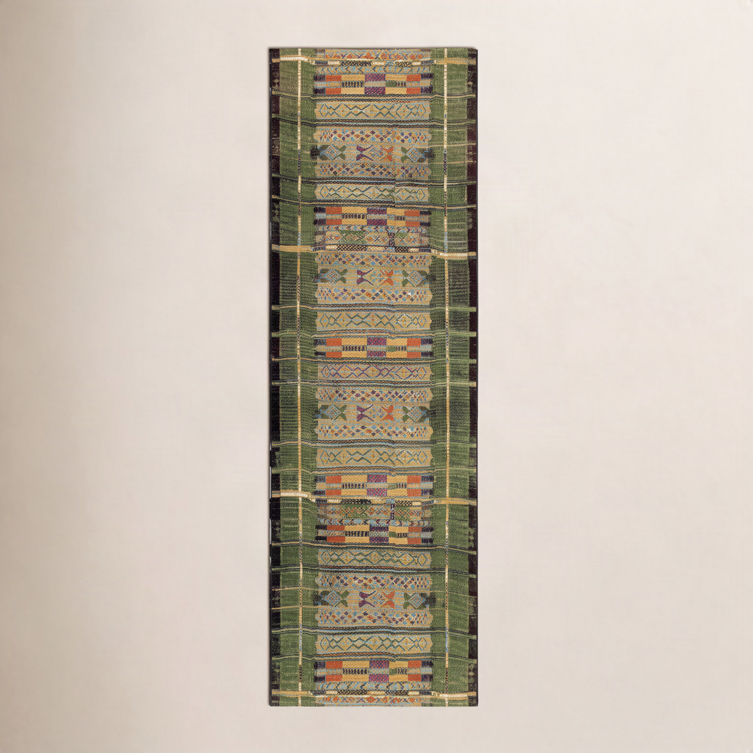 Sesena Multi-Colored Striped Outdoor Rug, Runner 1'11" x 7'6"