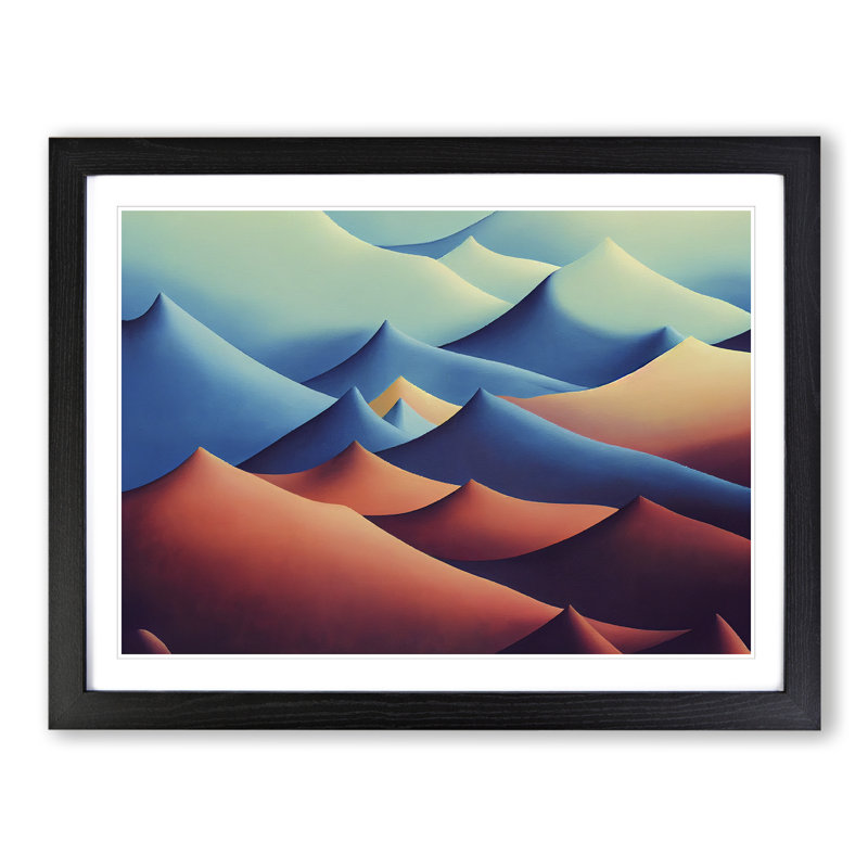 Hopeful Abstract Mountains - Single Picture Frame Print, 25cm H x 34cm W x 2cm D, Black