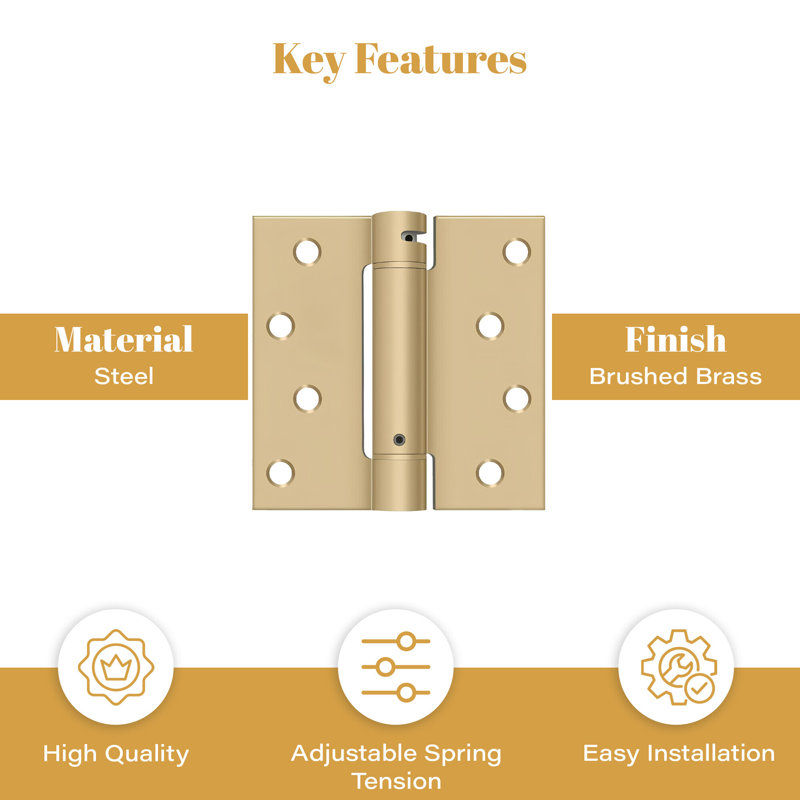 64'' x 64'' Steel Surface Mount Hinge, Brushed Brass