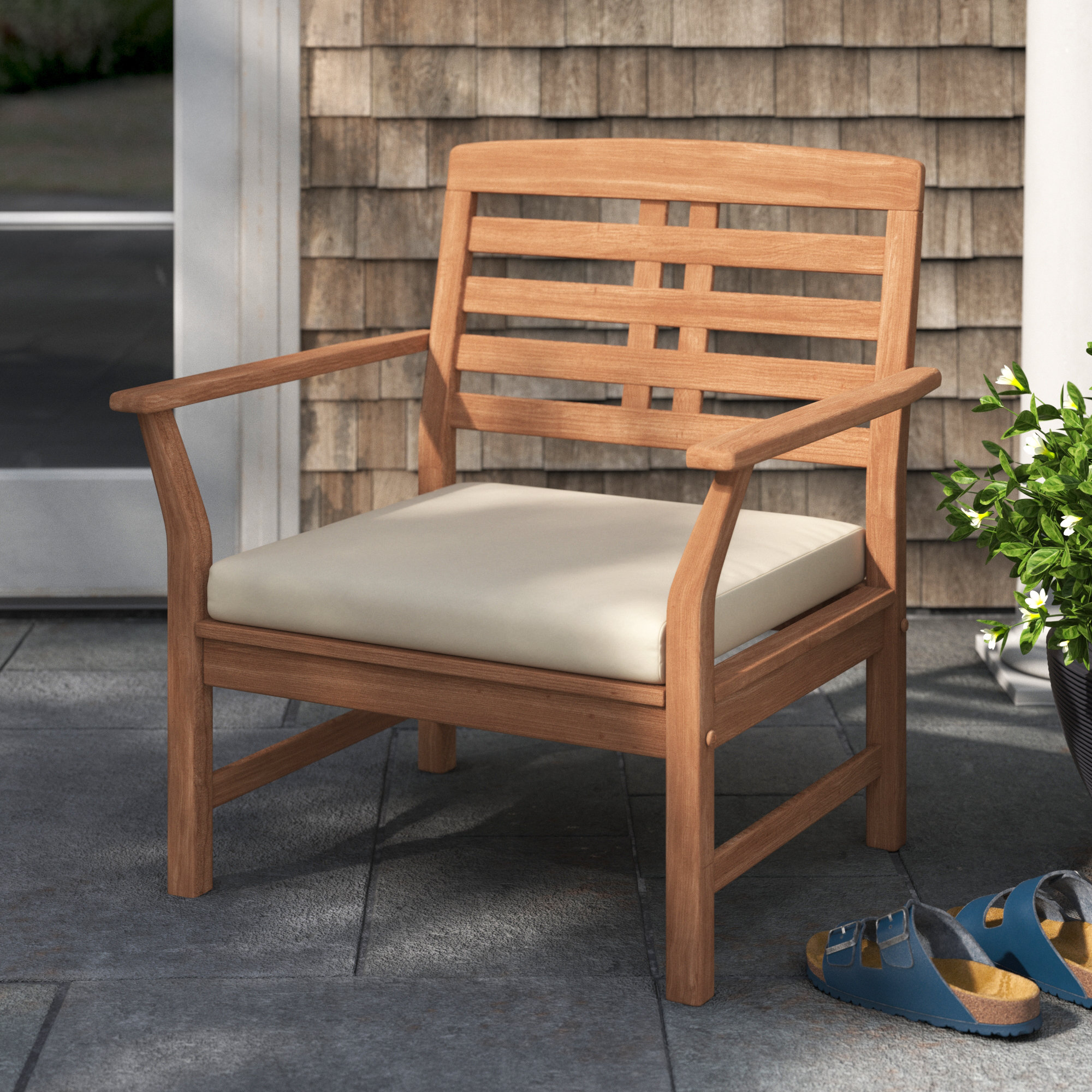 Kisha Sunbrella Outdoor Dining Chair Cushion, Fresco Natural