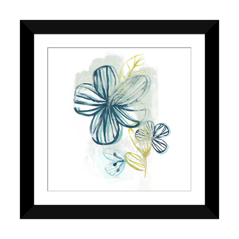 «Floral Offset II», impression sur toile, Papier beaux-arts encadré noir, Blanc, H 24 po x l 24 po x P 1 po