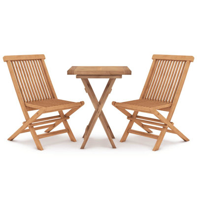 Darbydale 2 - Person Teak Wood Patio Dining Set with Square Table