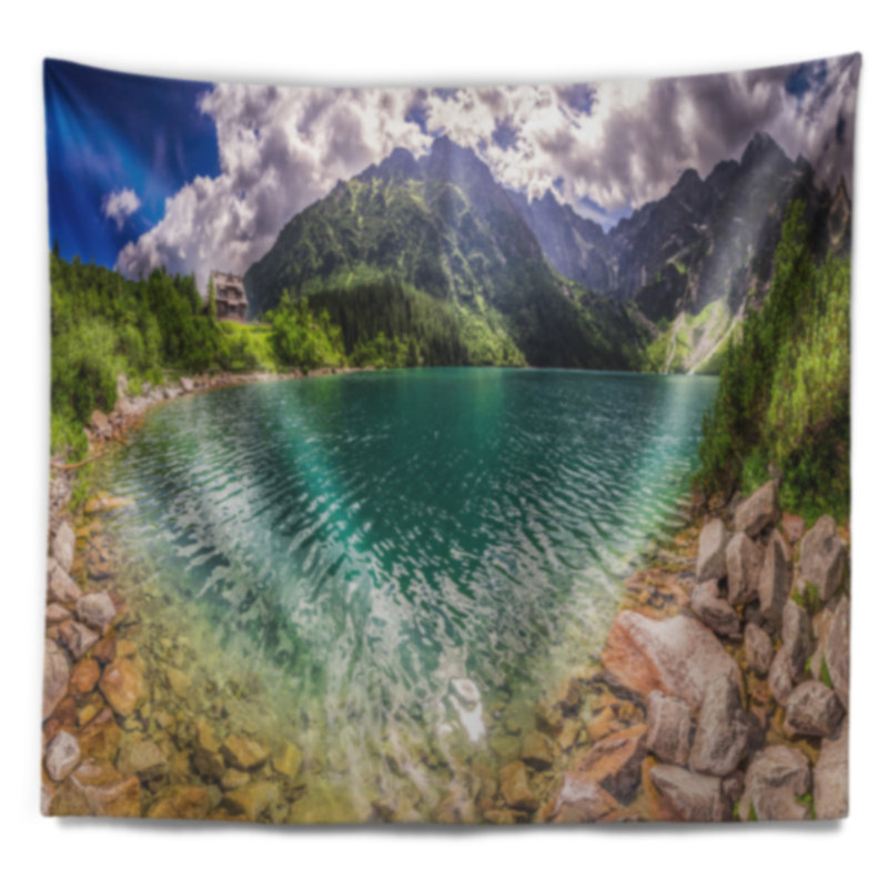 Paysage incroyable tatra mountains lake tapestry, H 50 po x l 60 po