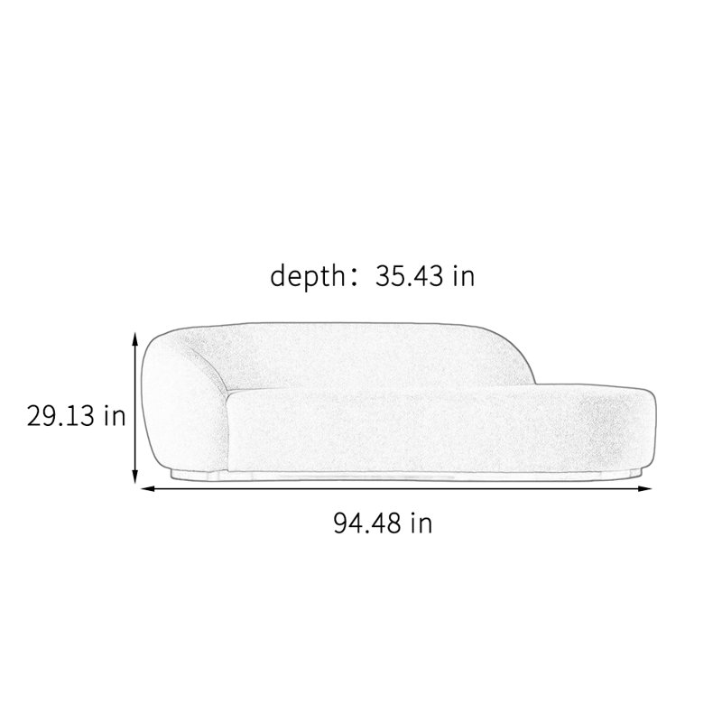 Chaise longue décontractée spacieuse et simple, Orienté à gauche (vu de face)