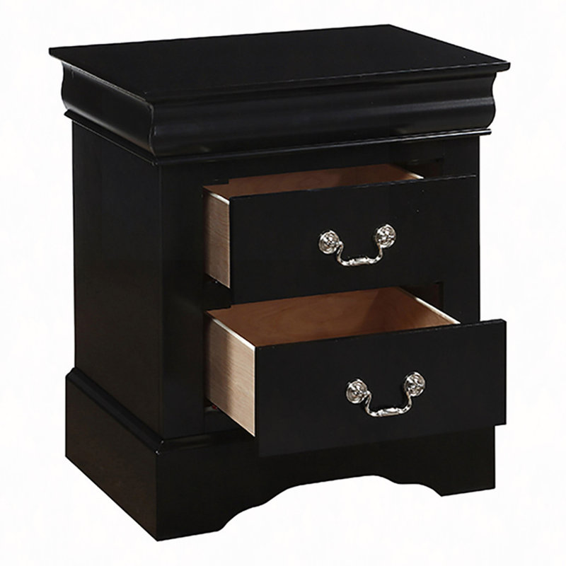 Nightstand, 2-Drawer Nightstand, Black